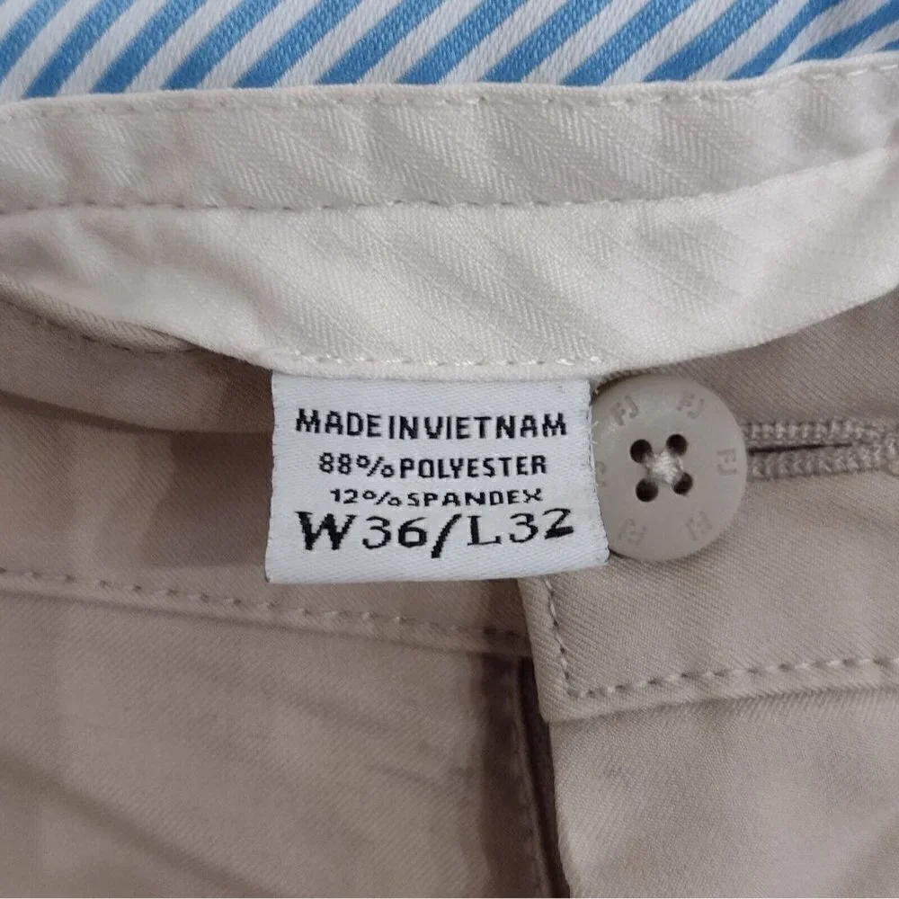 FootJoy Performance Pants Mens 36 X 32 Golf Stretch Beige Button Front Chino
